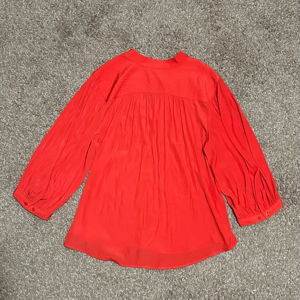 Chicos Womens V Neck Long Sleeve Red Orange Blouse Sz 3 XL - Picture 3 of 6